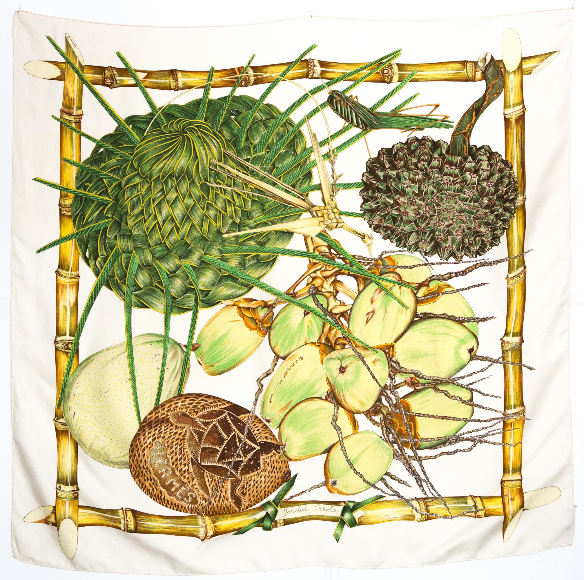Hermes Jardin Creole by V Dawlat Dumoulin Silk Scarf 3