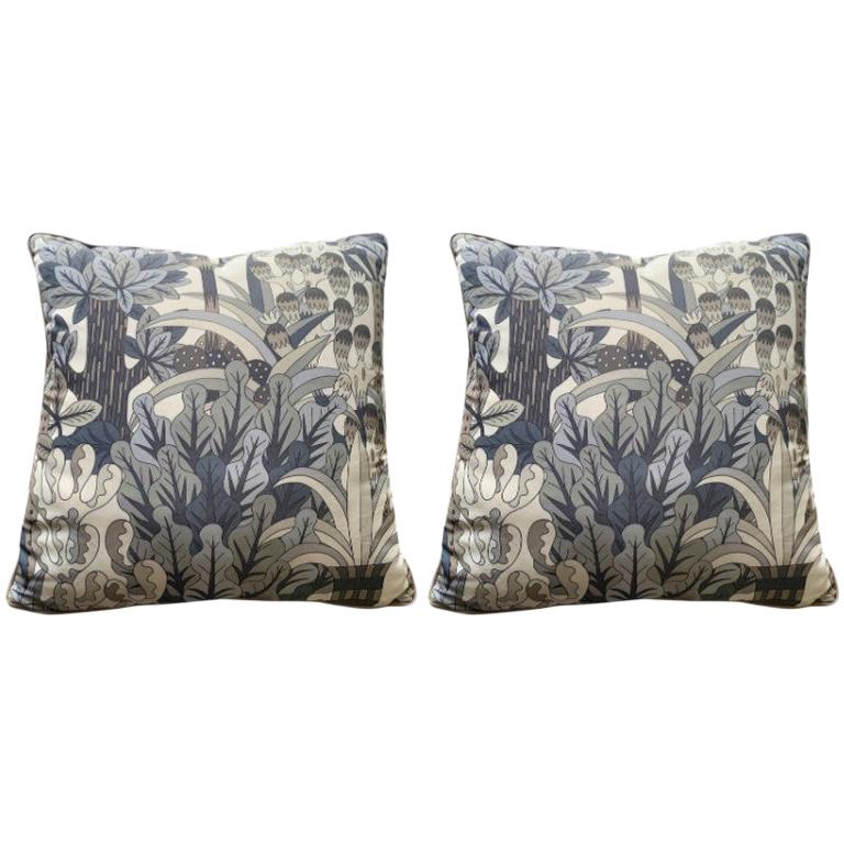 Hermes Jardin d'Osier Silk Blend Set of Two Cushions