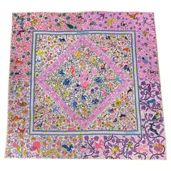 Écharpe Hermès Jardins de Soie rose bonbon /jaune, Châle 140, neuf avec boîte