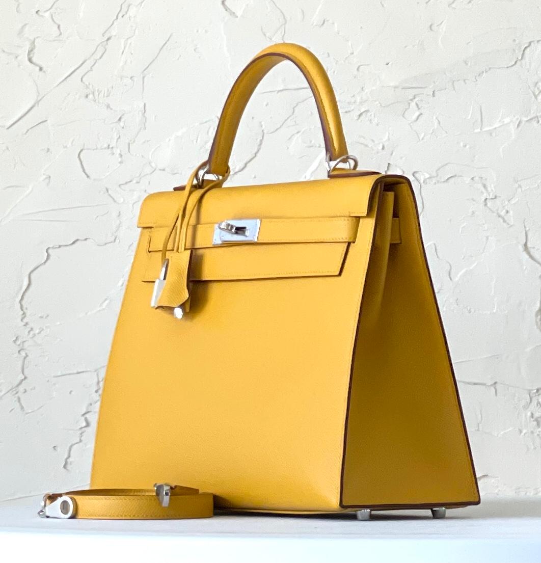 Orange Hermès Jaune Amber Epsom Sellier Kelly 32cm Palladium Hardware