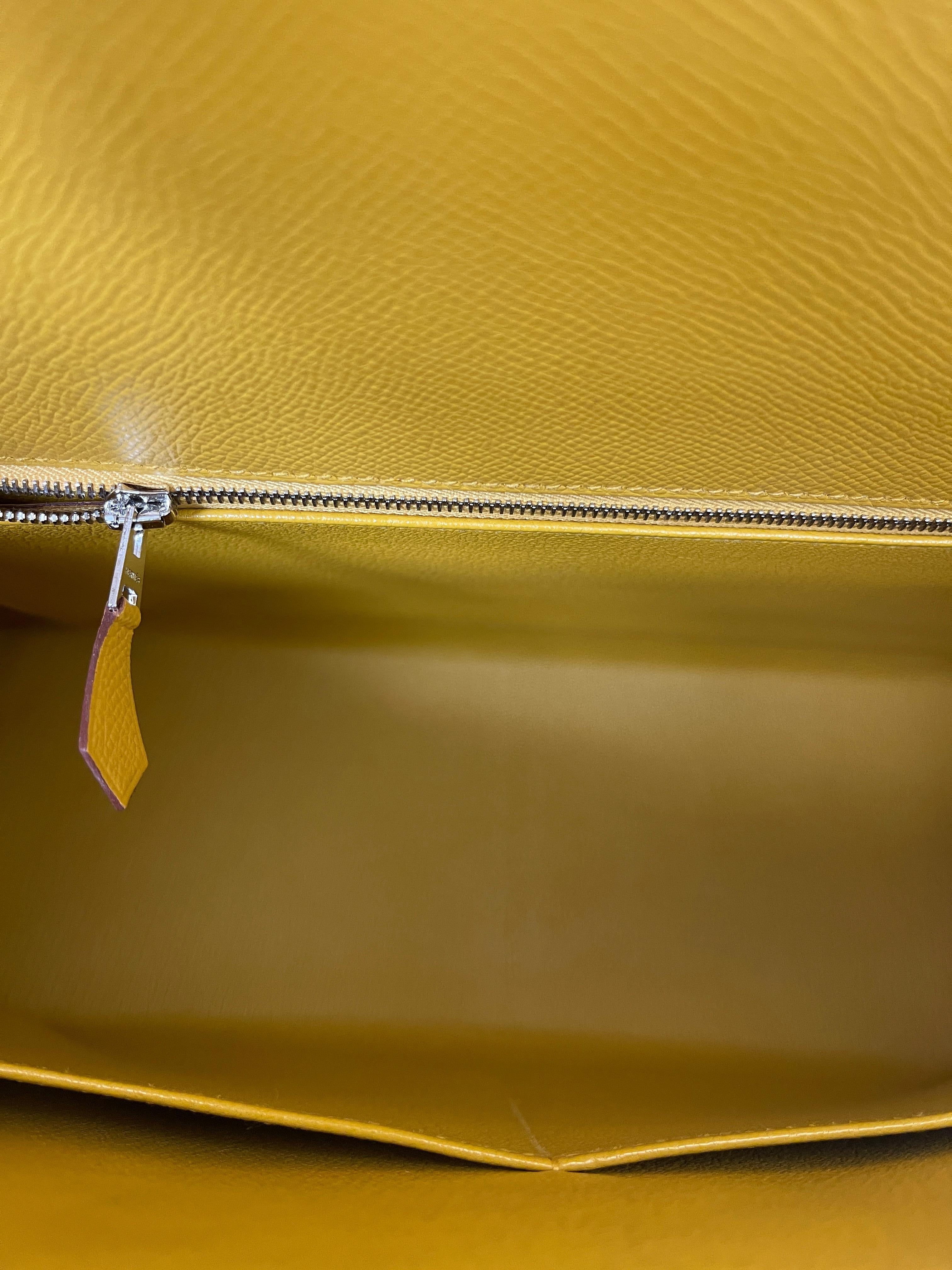  Hermès Jaune Amber Epsom Sellier Kelly 32cm Palladium Hardware Unisexe 
