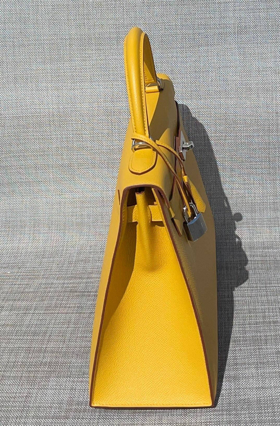 Hermès Jaune Amber Epsom Sellier Kelly 32cm Palladium Hardware 3