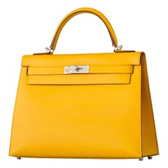 Hermès Jaune Amber Epsom Sellier Kelly 32cm Palladium Hardware