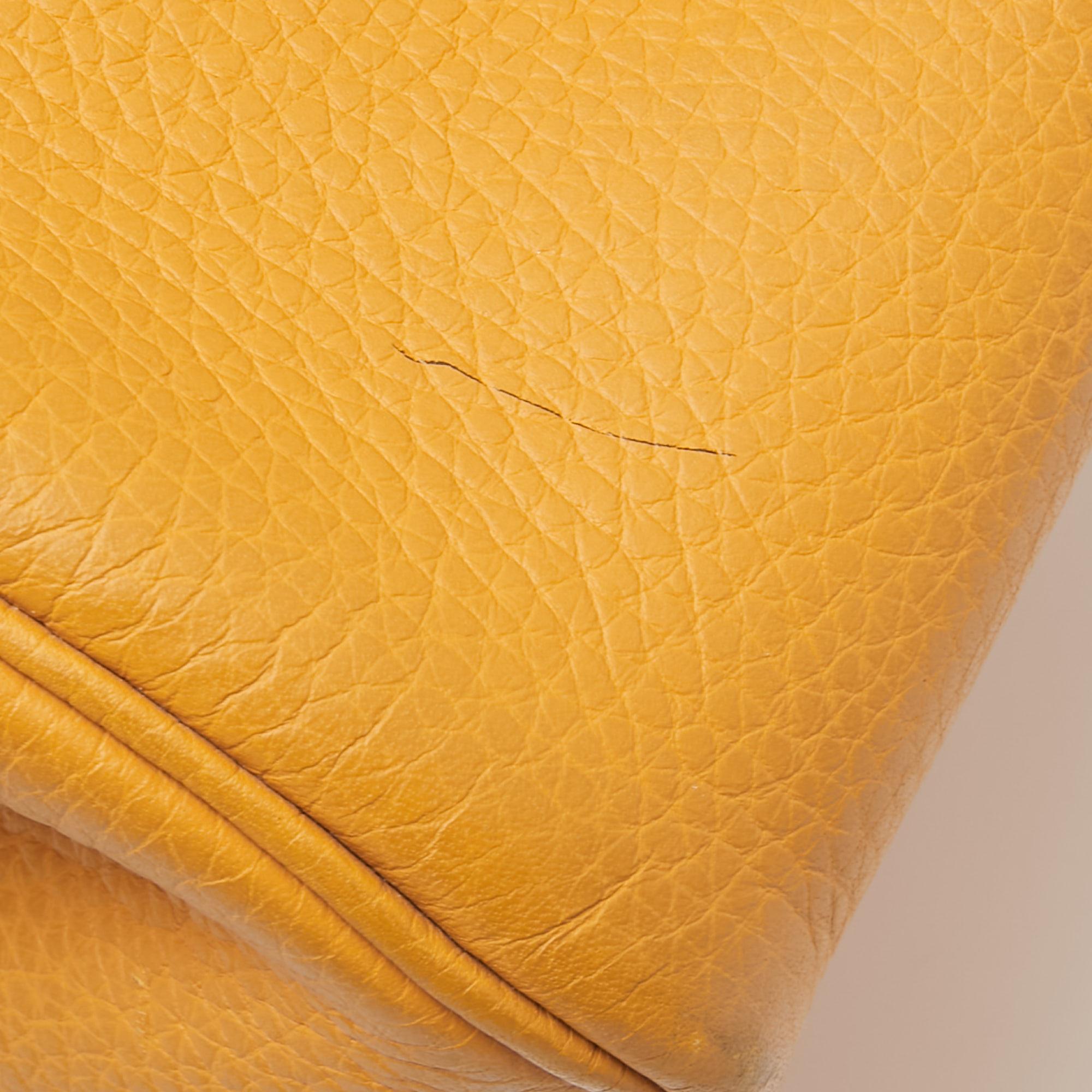 Hermes Jaune Ambre Clemence Leather Gold Finish Lindy 30 Bag 1