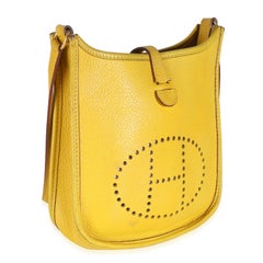 Hermès Jaune Ambre Clemence Mini Evelyne 16 TPM GHW