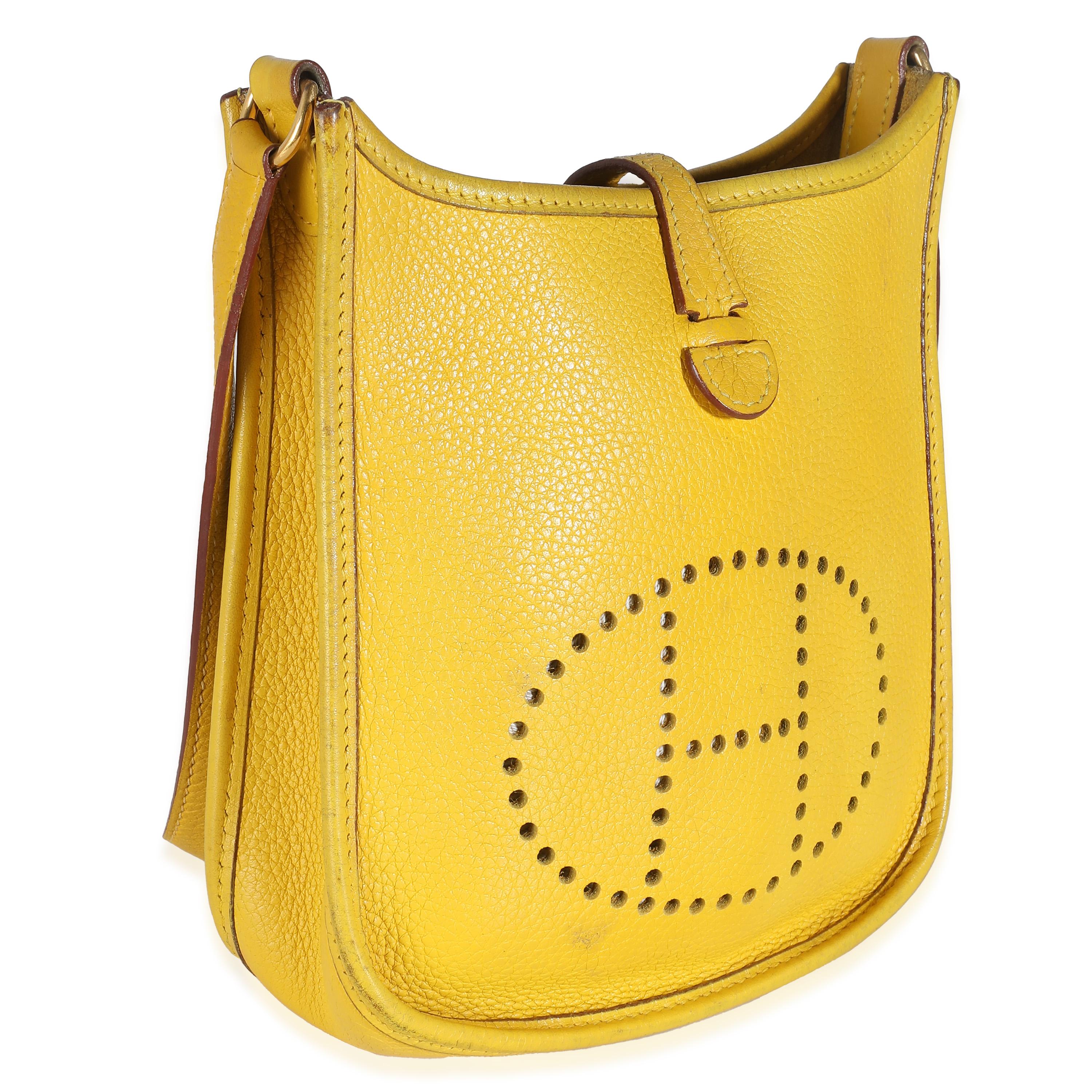 Yellow Hermès Jaune Ambre Clemence Mini Evelyne 16 TPM GHW