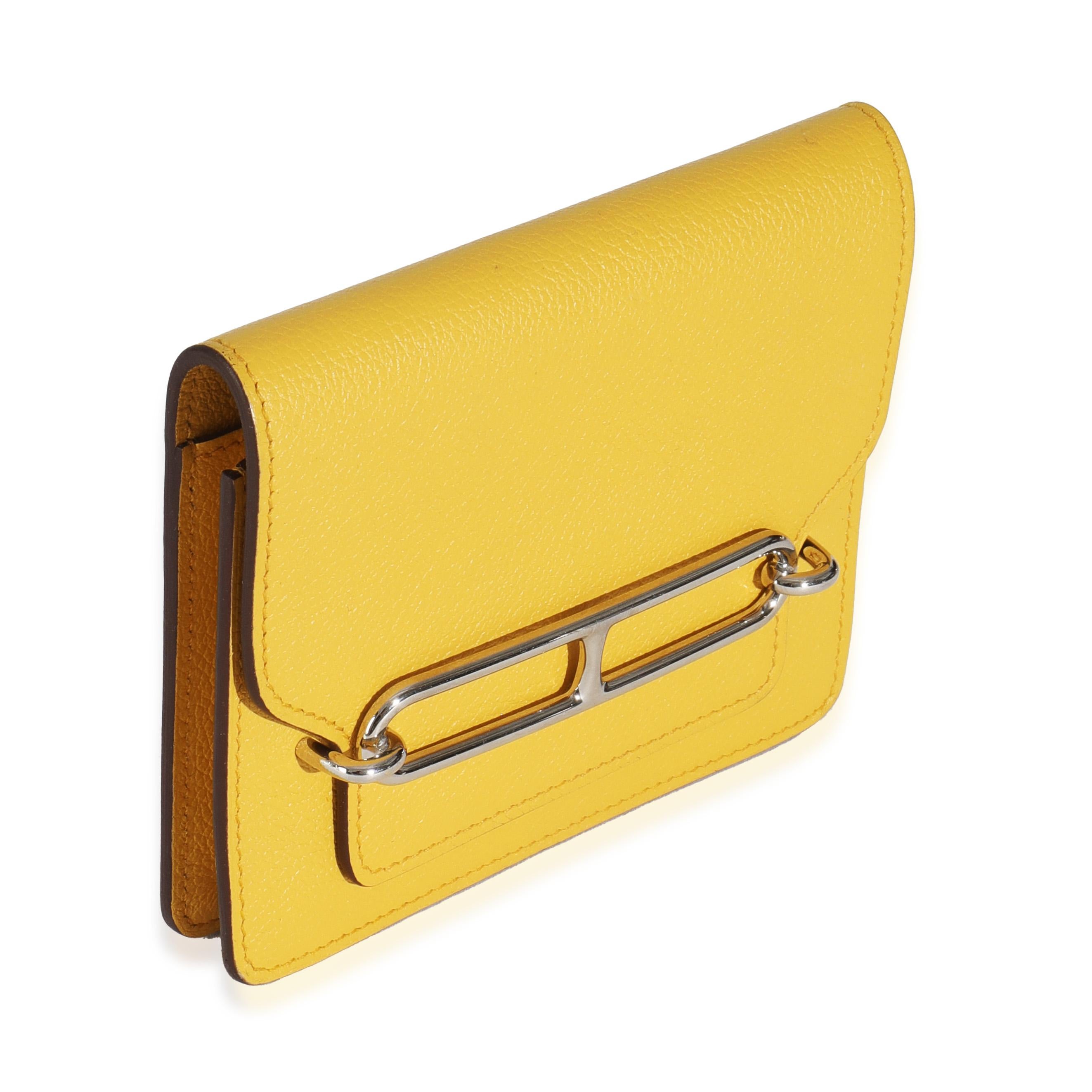 Hermès Jaune Ambre Evercolor Roulis Kompaktes Portemonnaie PHW (Orange) im Angebot