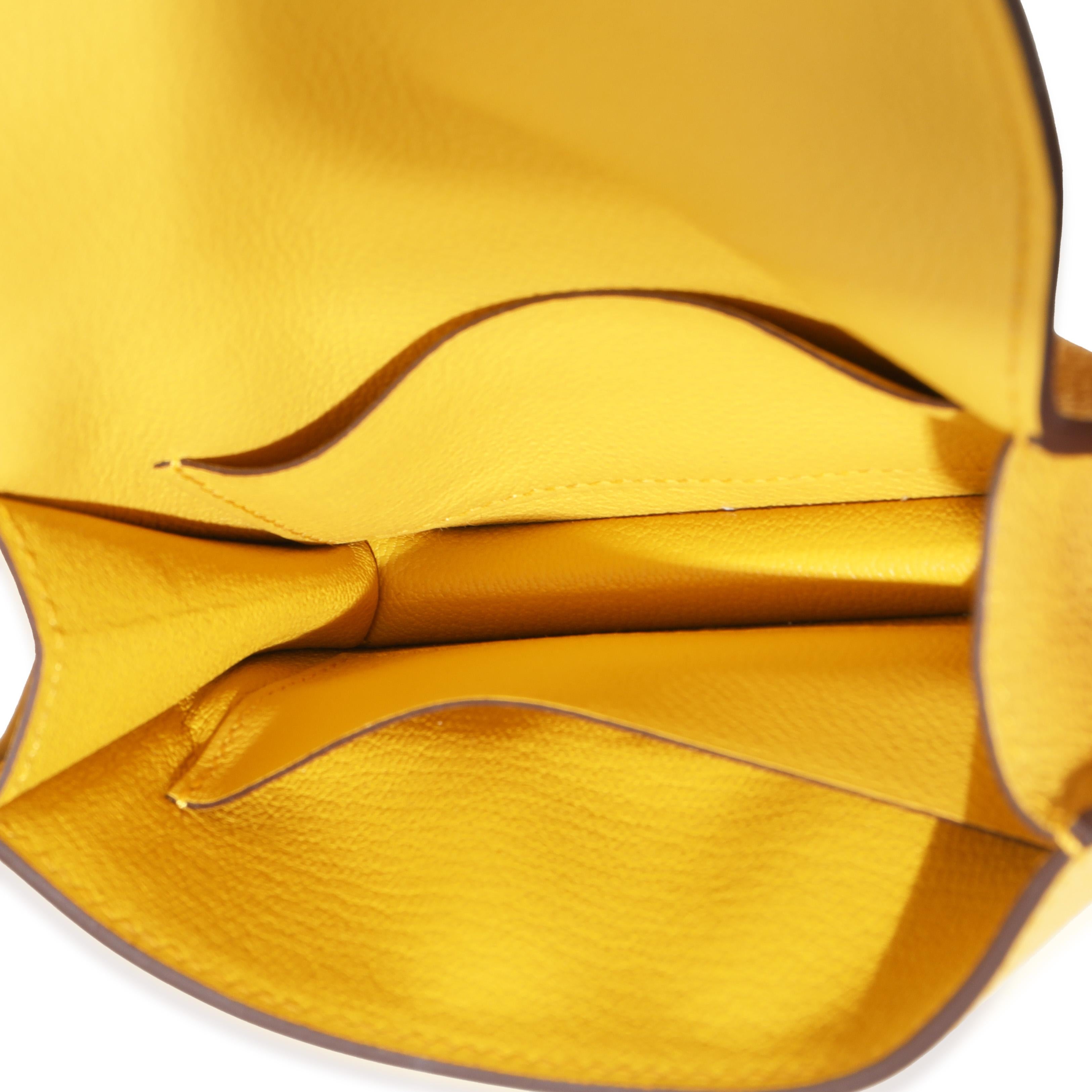 Hermès Jaune Ambre Evercolor Roulis Kompaktes Portemonnaie PHW im Angebot 1