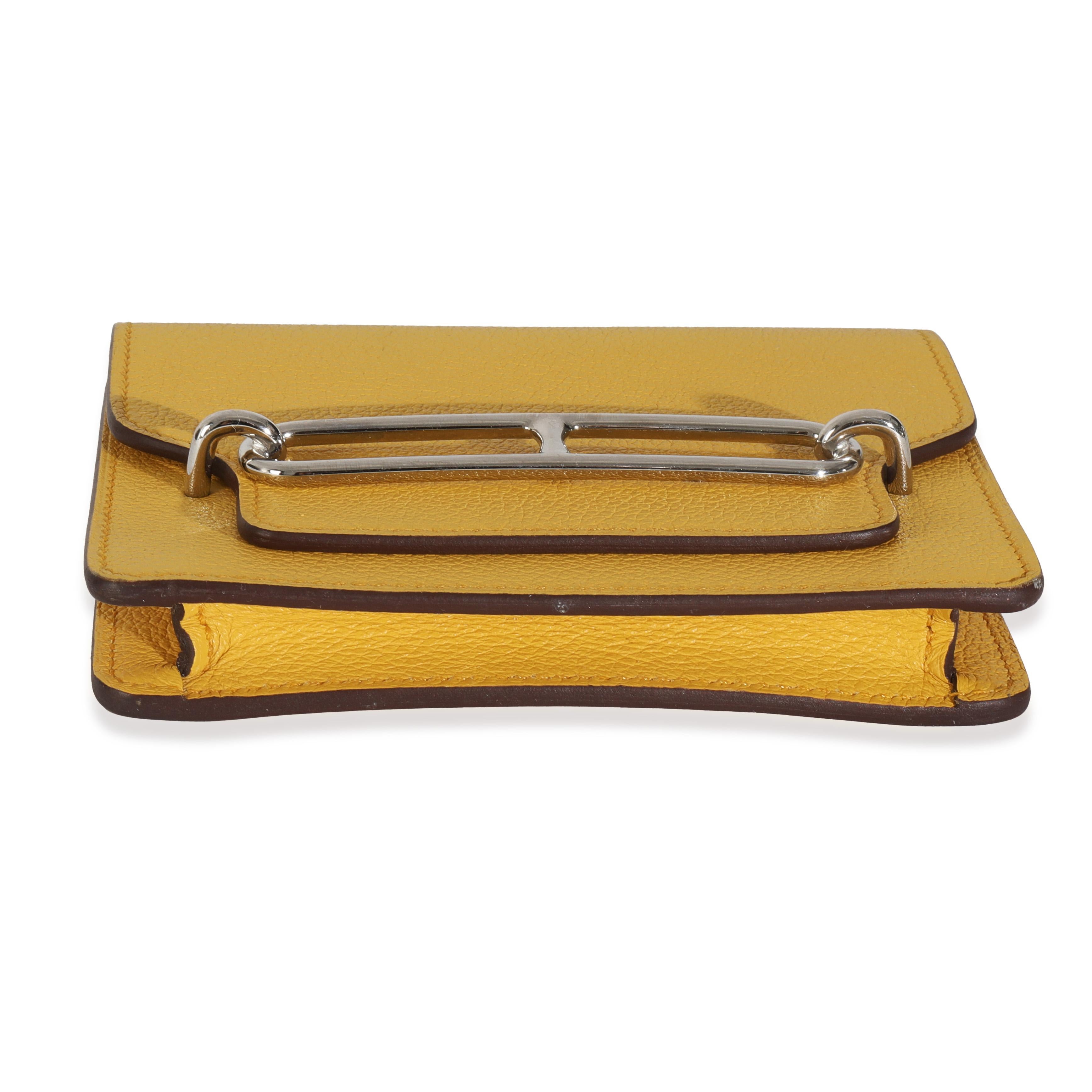 Hermès Jaune Ambre Evercolor Roulis Kompaktes Portemonnaie PHW im Angebot 3