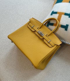 Hermès Jaune Ambre Togo Cuir Birkin 25cm Retourne