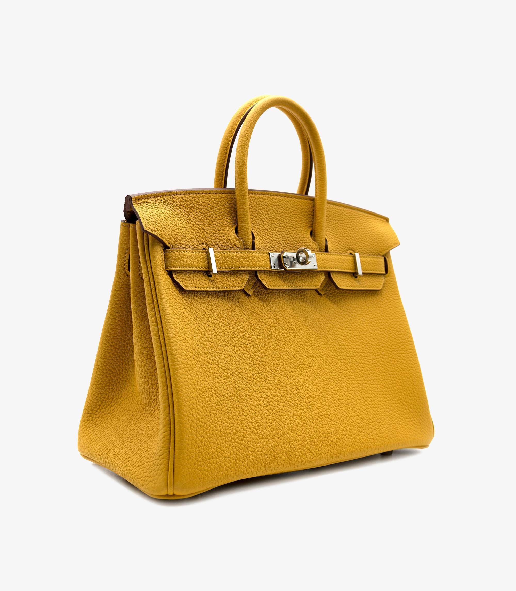 Orange Hermès Jaune Ambre Togo Leather Birkin 25cm Retourne For Sale