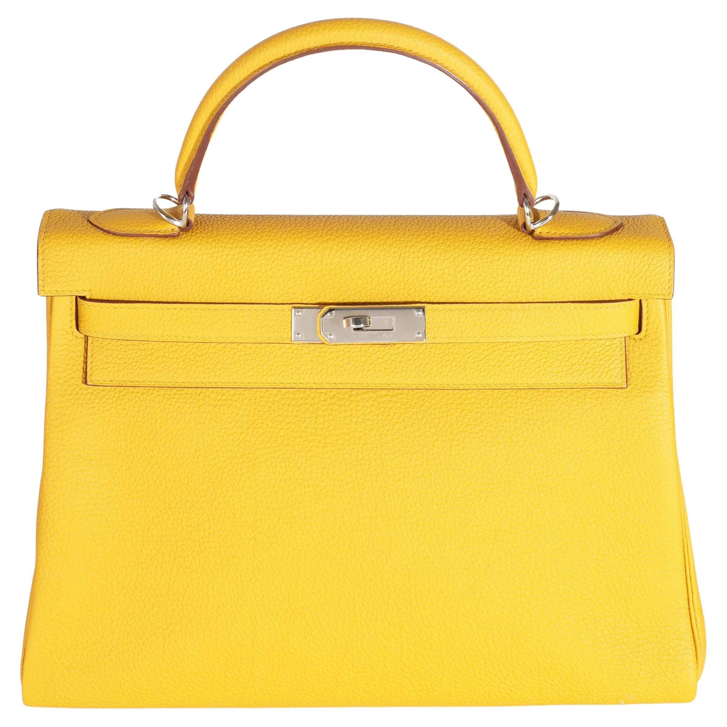 Hermès Jaune Ambre Togo Retourne Kelly 32 PHW