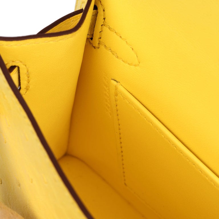 Hermès Jaune Citron Ostrich Leather Kelly 20cm II Sellier at 1stDibs