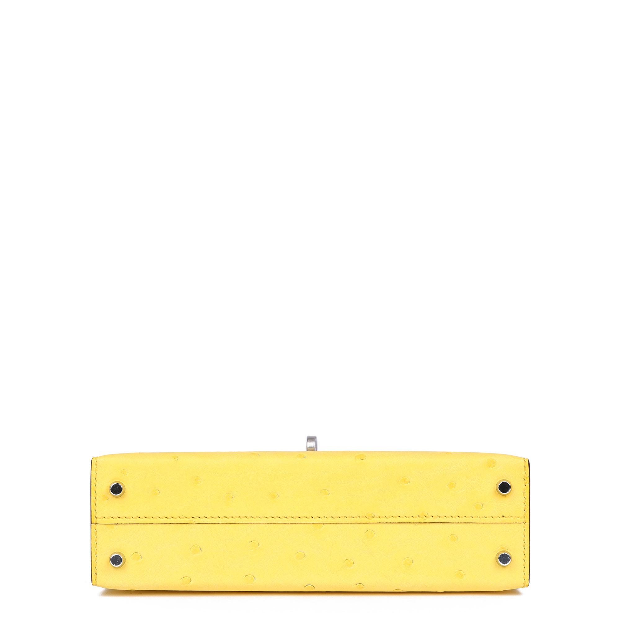 Yellow Hermès Jaune Citron Ostrich Leather Kelly 20cm II Sellier