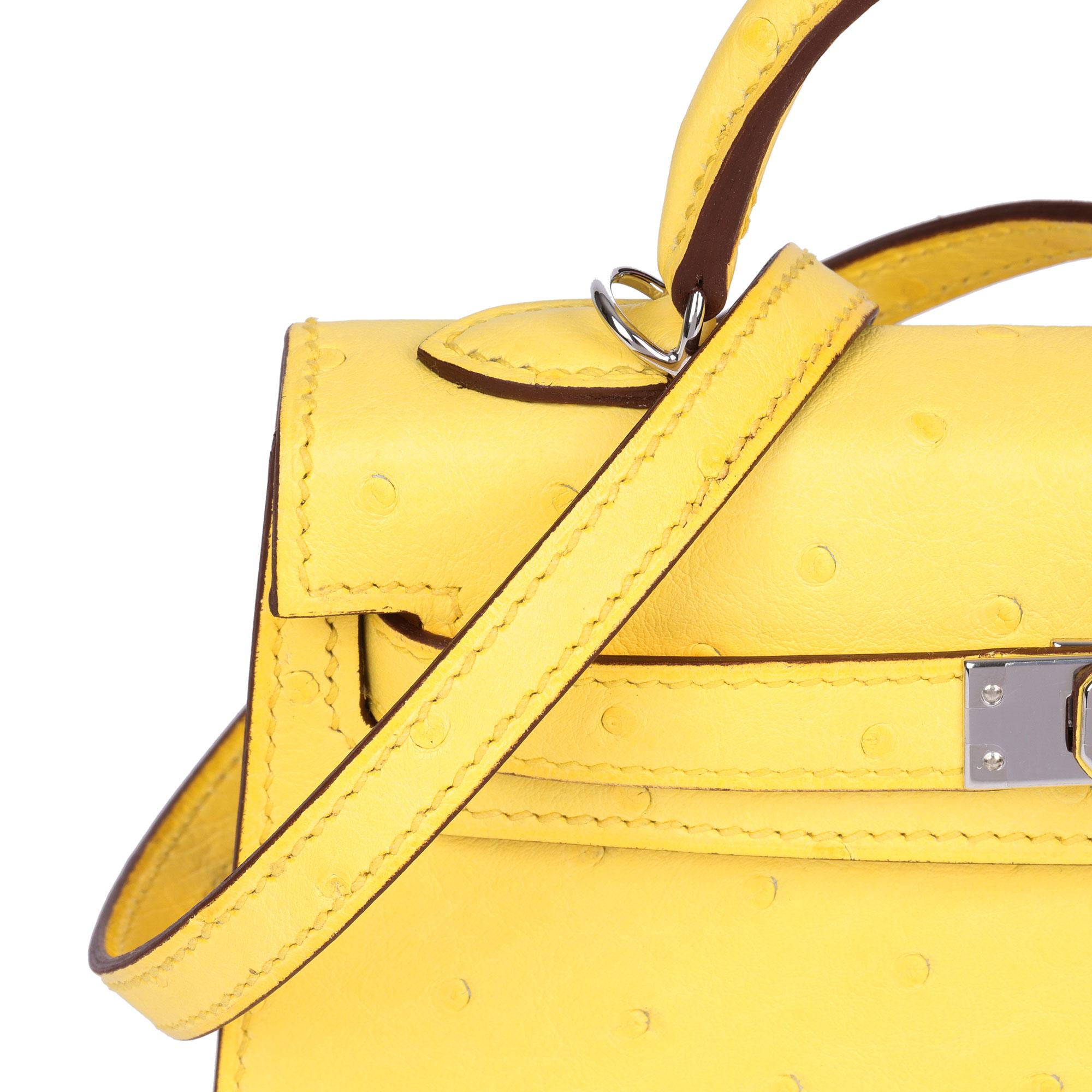 Hermès Jaune Citron Ostrich Leather Kelly 20cm II Sellier 1