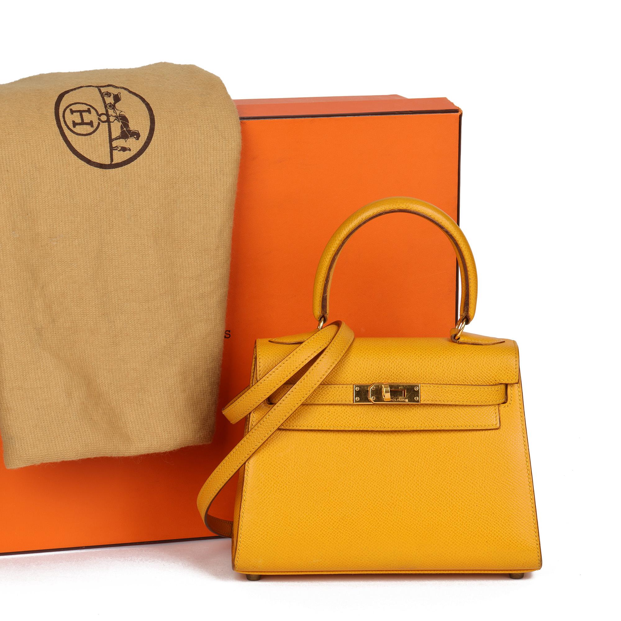 Hermès JAUNE COURCHEVEL LEATHER KELLY 20CM SELLIER For Sale 3