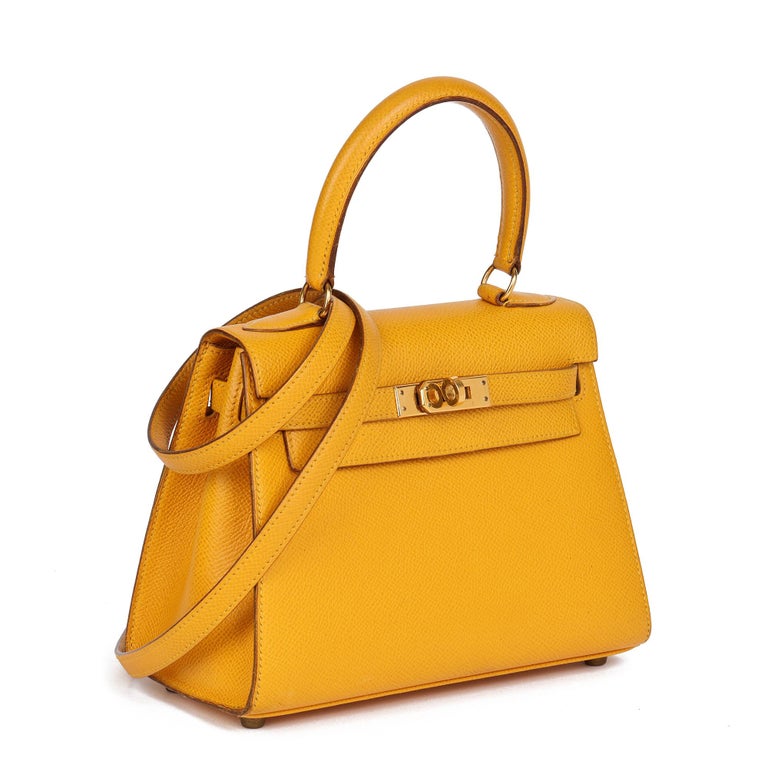 Hermès JAUNE COURCHEVEL LEATHER KELLY 20CM SELLIER For Sale at 1stDibs