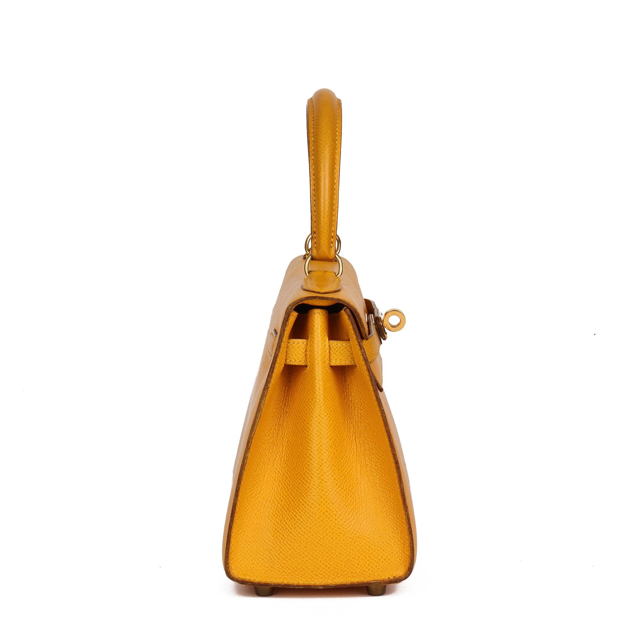 Arancia Hermès Jaune Courchevel Pelle Kelly 20cm Sellier in vendita