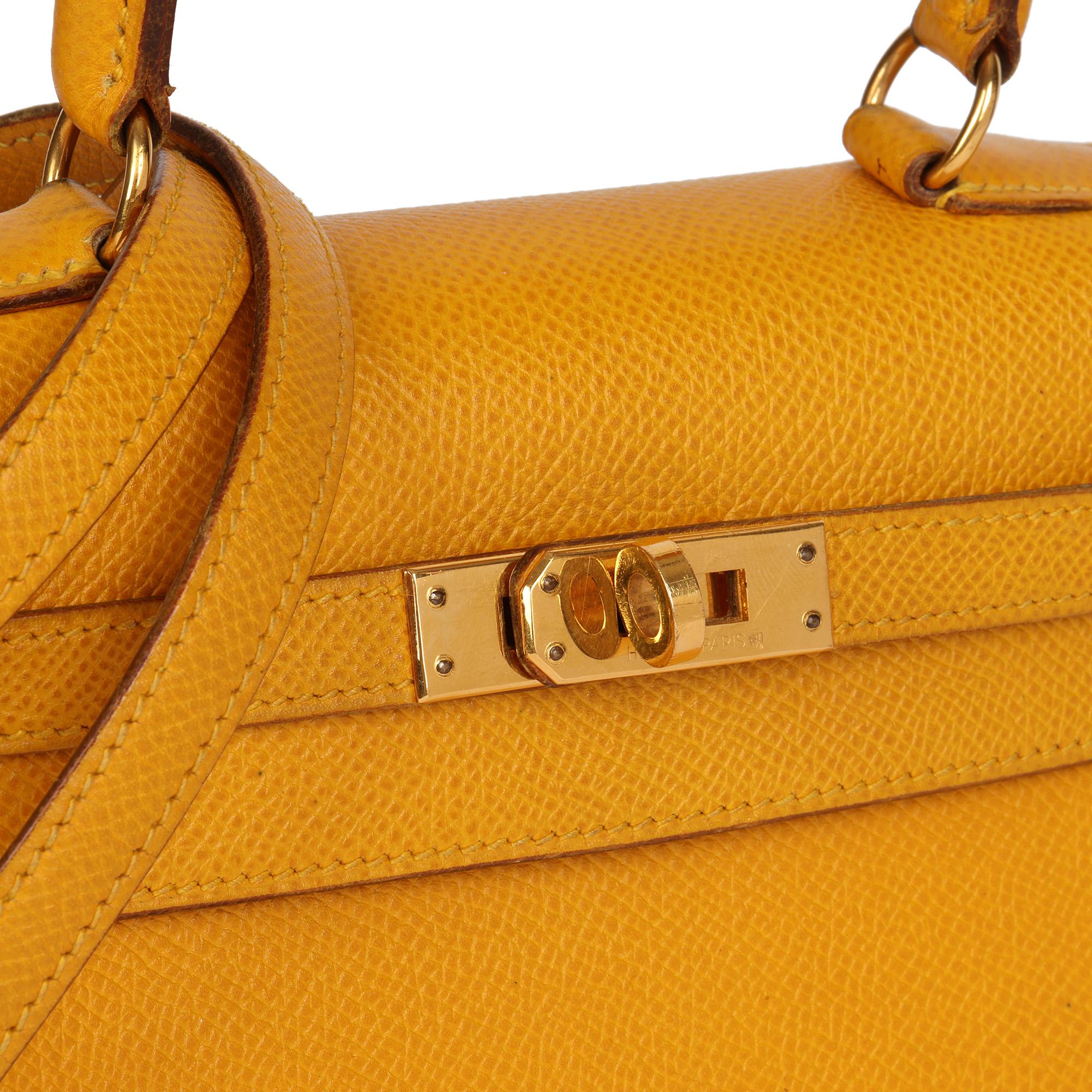 Hermès Jaune Courchevel Pelle Kelly 20cm Sellier in vendita 2