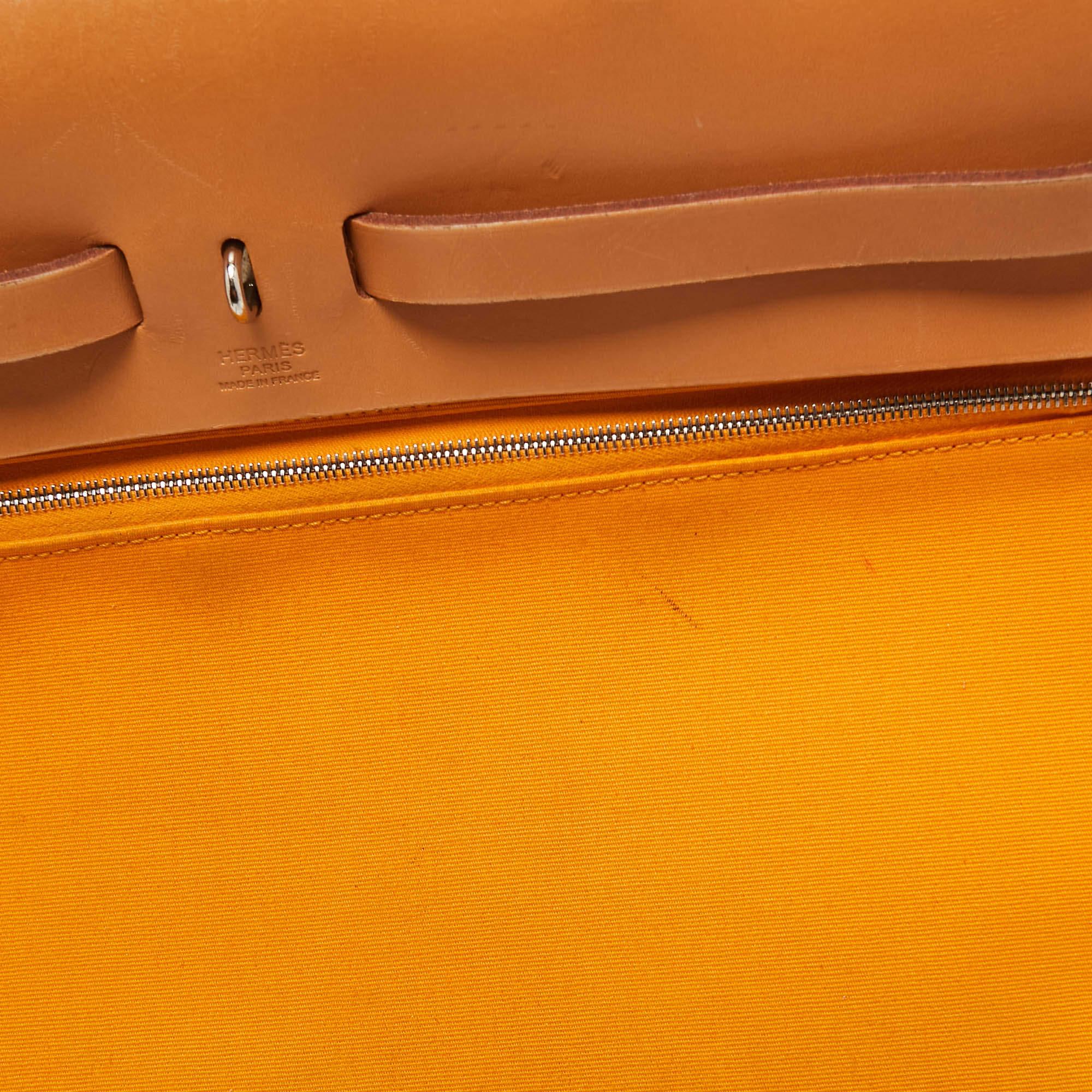 Hermes Jaune D' Or/Orange Canvas and Leather Herbag Zip 39 Bag 2