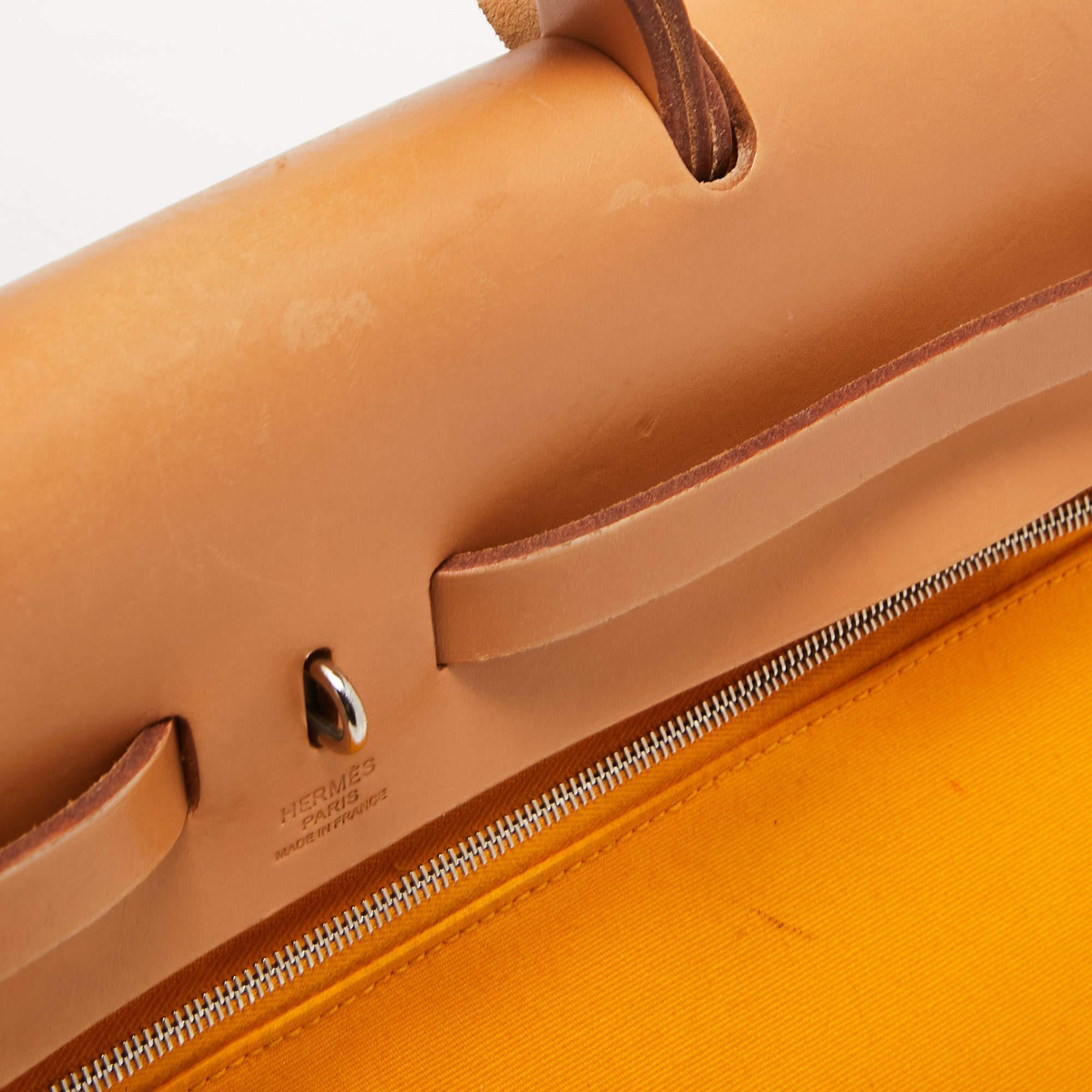 Hermes Jaune D' Or/Orange Canvas and Leather Herbag Zip 39 Bag 5