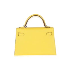 Hermès Jaune De Naples Beton Verso Chevre Mysore Mini Sellier II Kelly 20 PHW