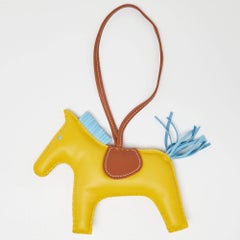 Hermès Jaune De Naples/Celeste/Gold GriGri Rodeo Horse Bag Charm GM