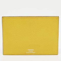 Hermès Jaune De Naples/Mauve Du Nurd Epsom Leather Chevaux Card Holder