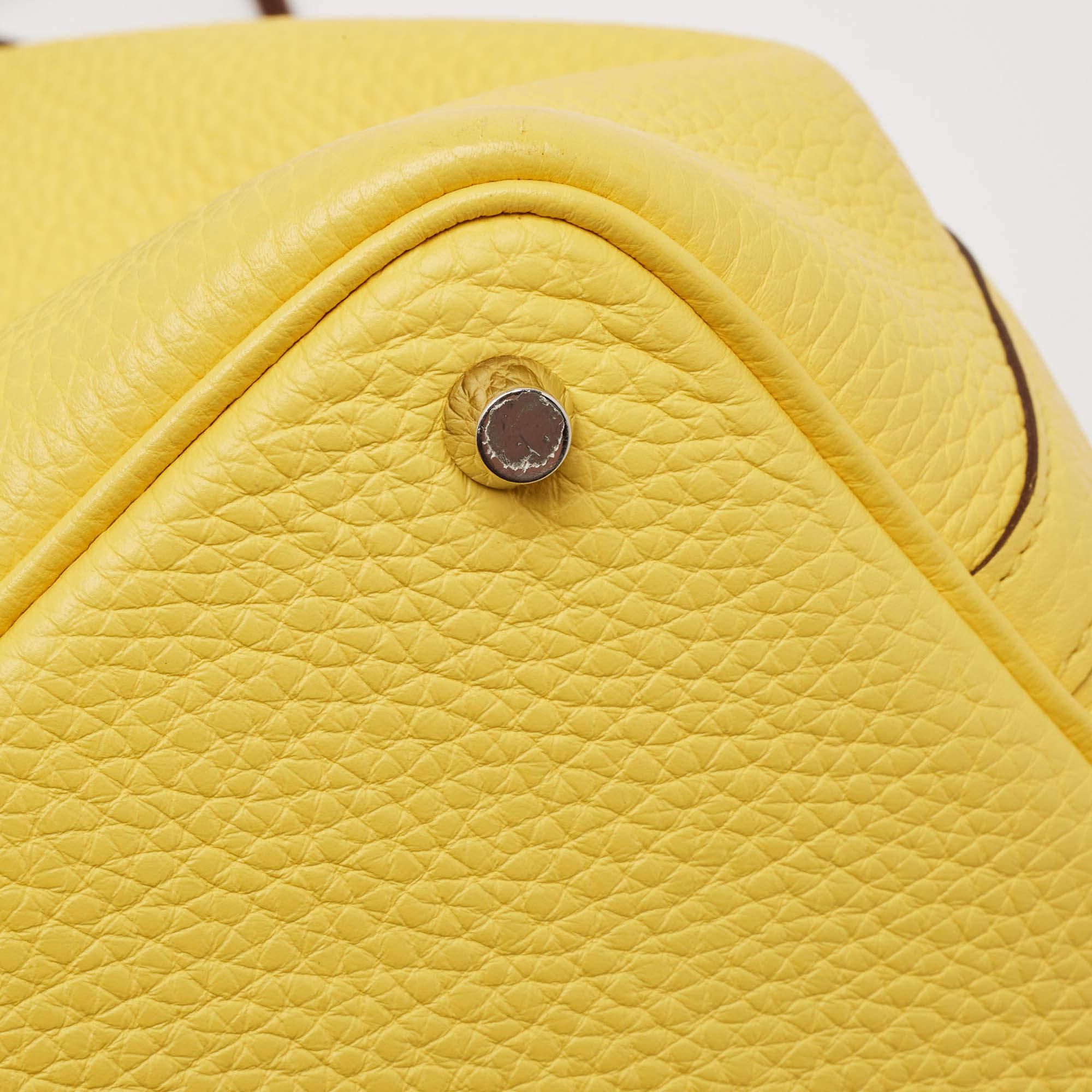 Hermes Jaune de Naples Taurillon Clemence Leder Picotin Lock 18 Tasche im Angebot 3