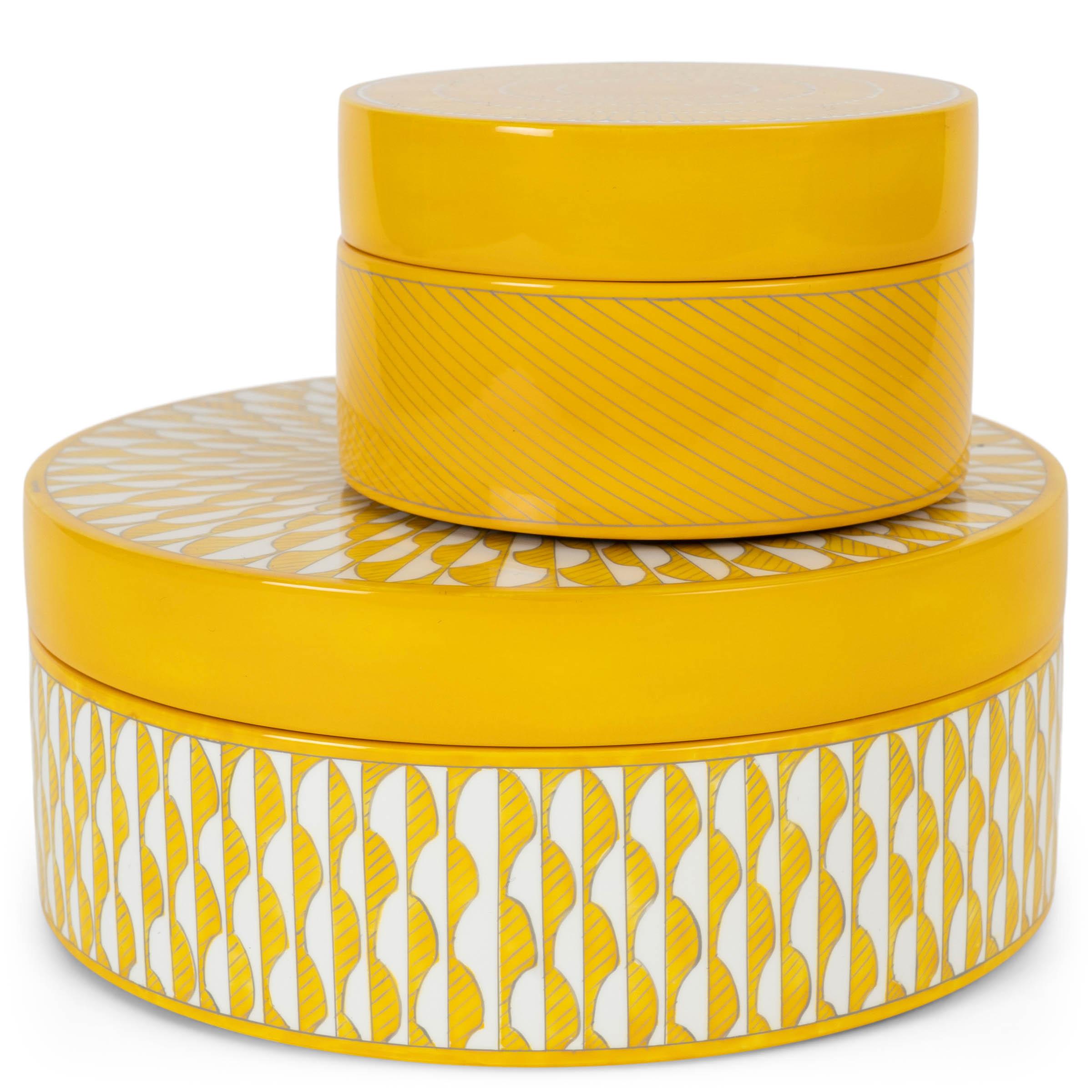 HERMES Jaune d'Or madera lacada amarilla SOLEIL D'HERMES MEDIUM Caja en venta 2