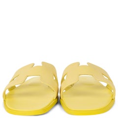 HERMES Jaune d'Orge yellow leather ORAN Slide Sandals Shoes 41