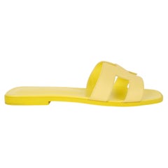 HERMES Jaune d'Orge yellow leather ORAN Slide Sandals Shoes 41