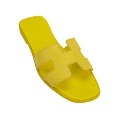 Hermes Jaune Pollen Oran Sandal Epsom Leather Shoes 40