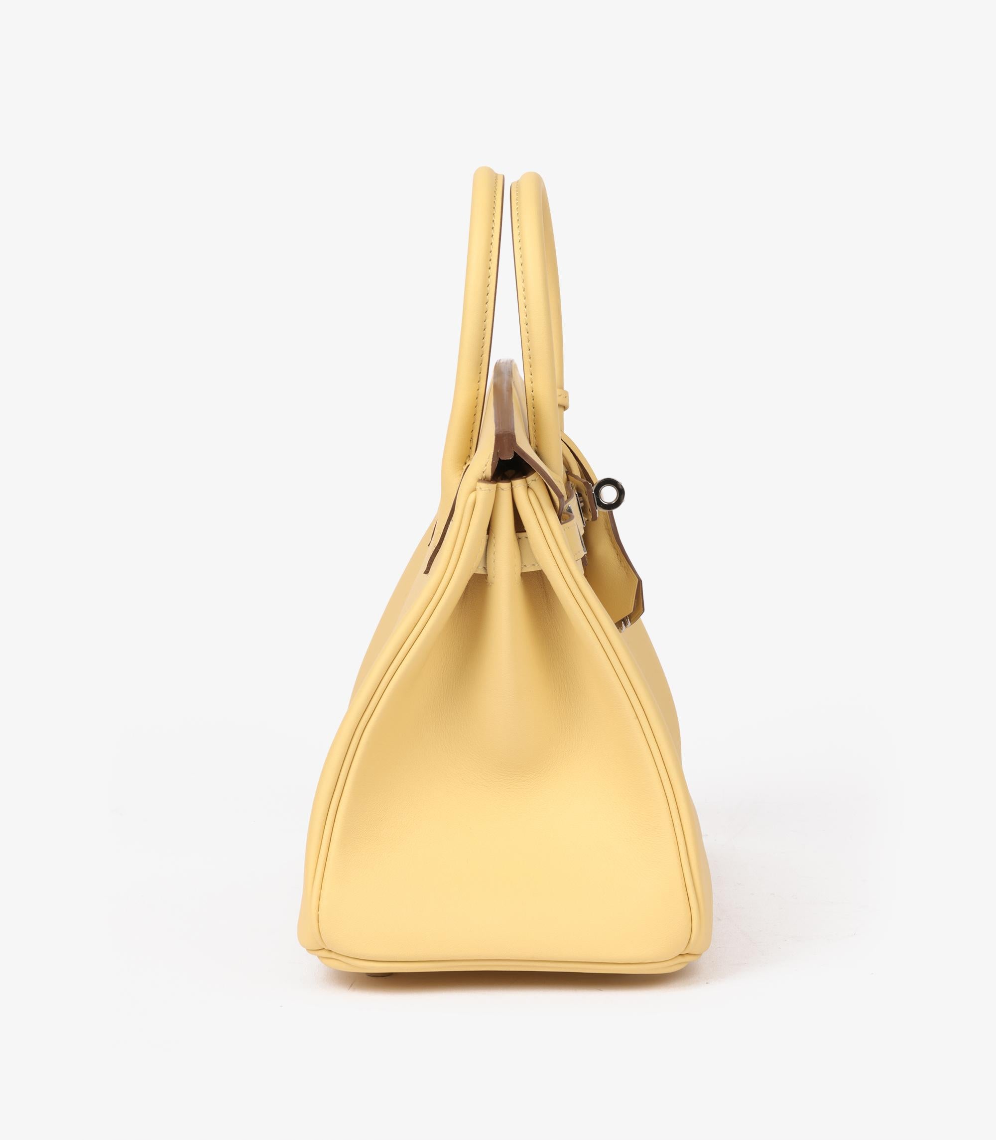 Orange Hermès Jaune Poussin Swift Leather Birkin 25cm Retourne