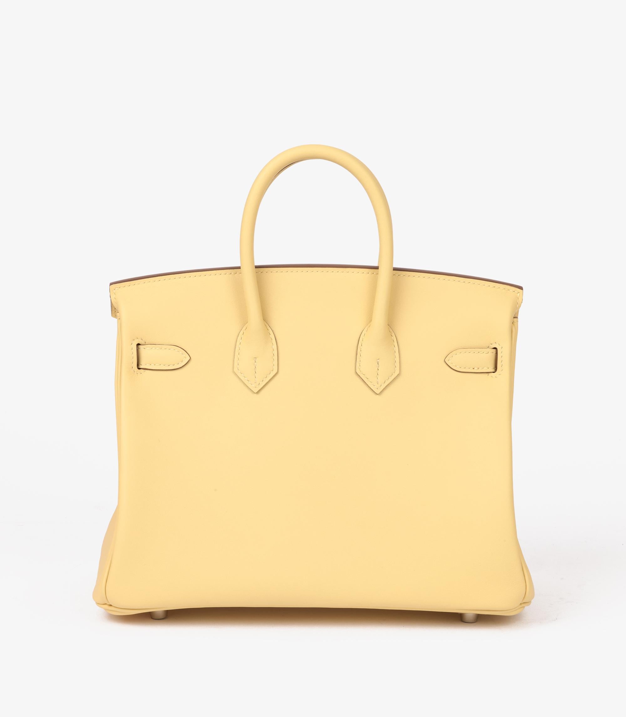 Hermès Jaune Poussin Swift Leather Birkin 25cm Retourne In Excellent Condition In Bishop's Stortford, Hertfordshire