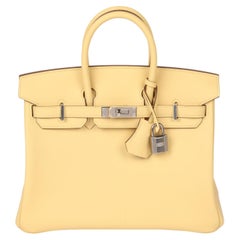 Hermès Jaune Poussin Swift Leather Birkin 25cm Retourne