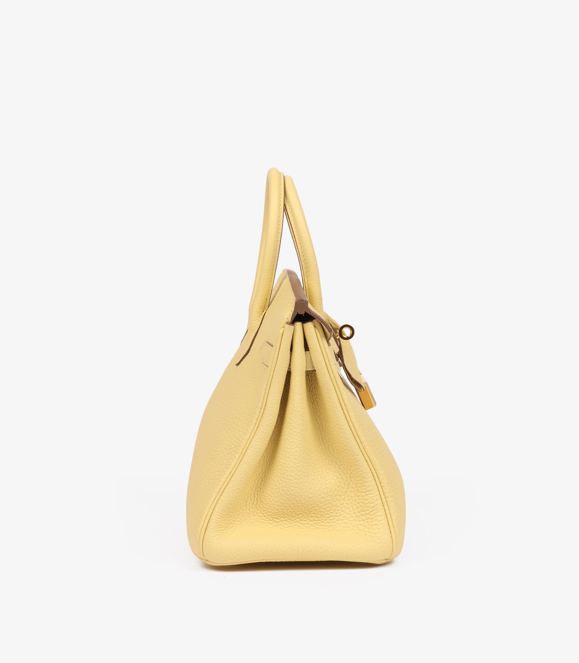 White Hermès Jaune Poussin Togo Leather Birkin 25cm Retourne For Sale