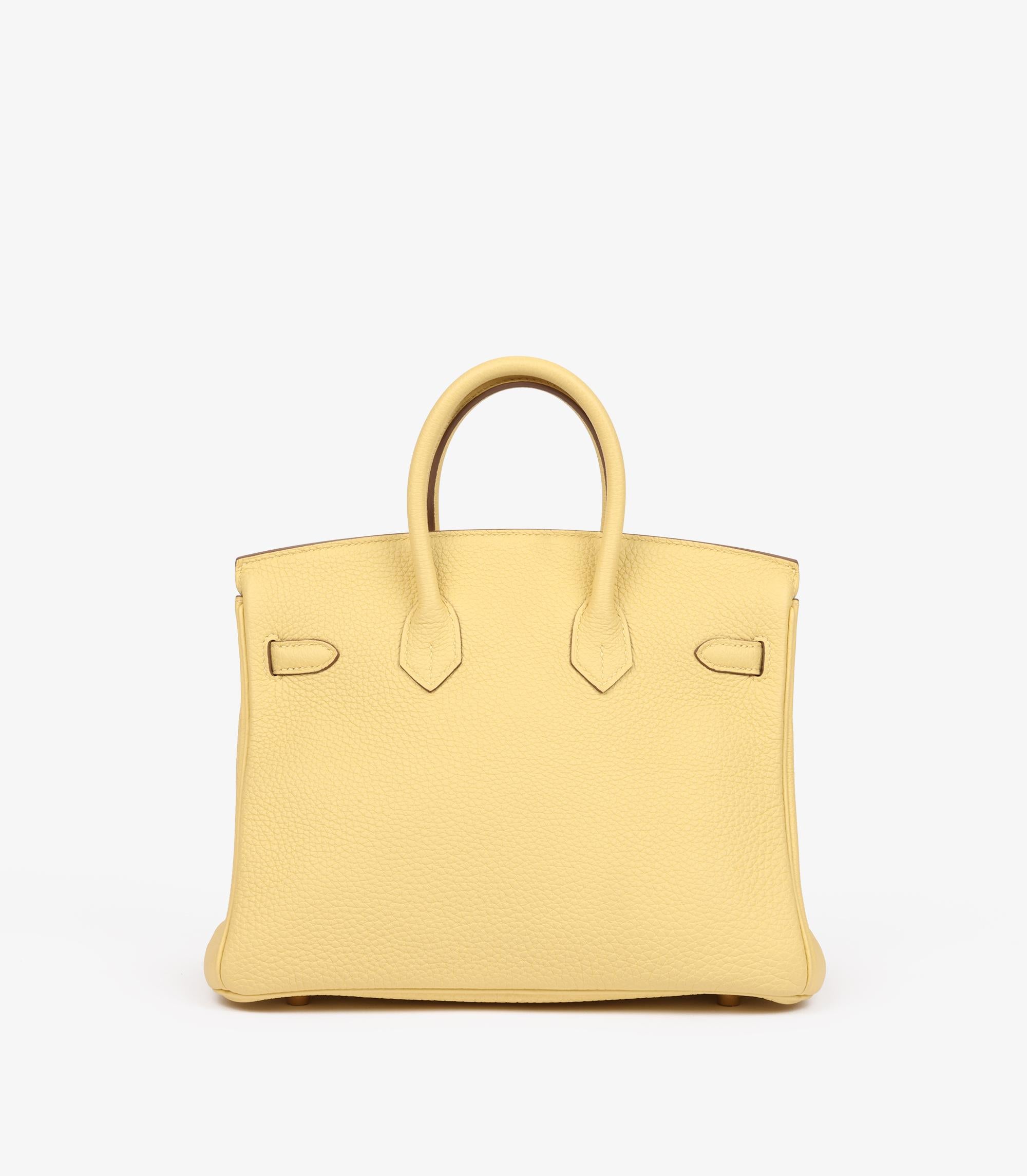 Hermès Jaune Poussin Togo Leather Birkin 25cm Retourne In Excellent Condition For Sale In Bishop's Stortford, Hertfordshire