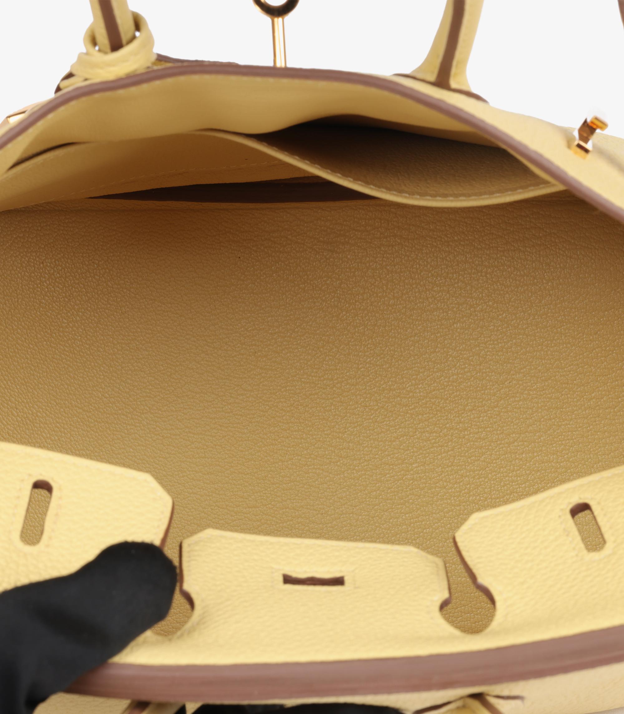 Hermès Jaune Poussin Togo Leather Birkin 25cm Retourne For Sale 2