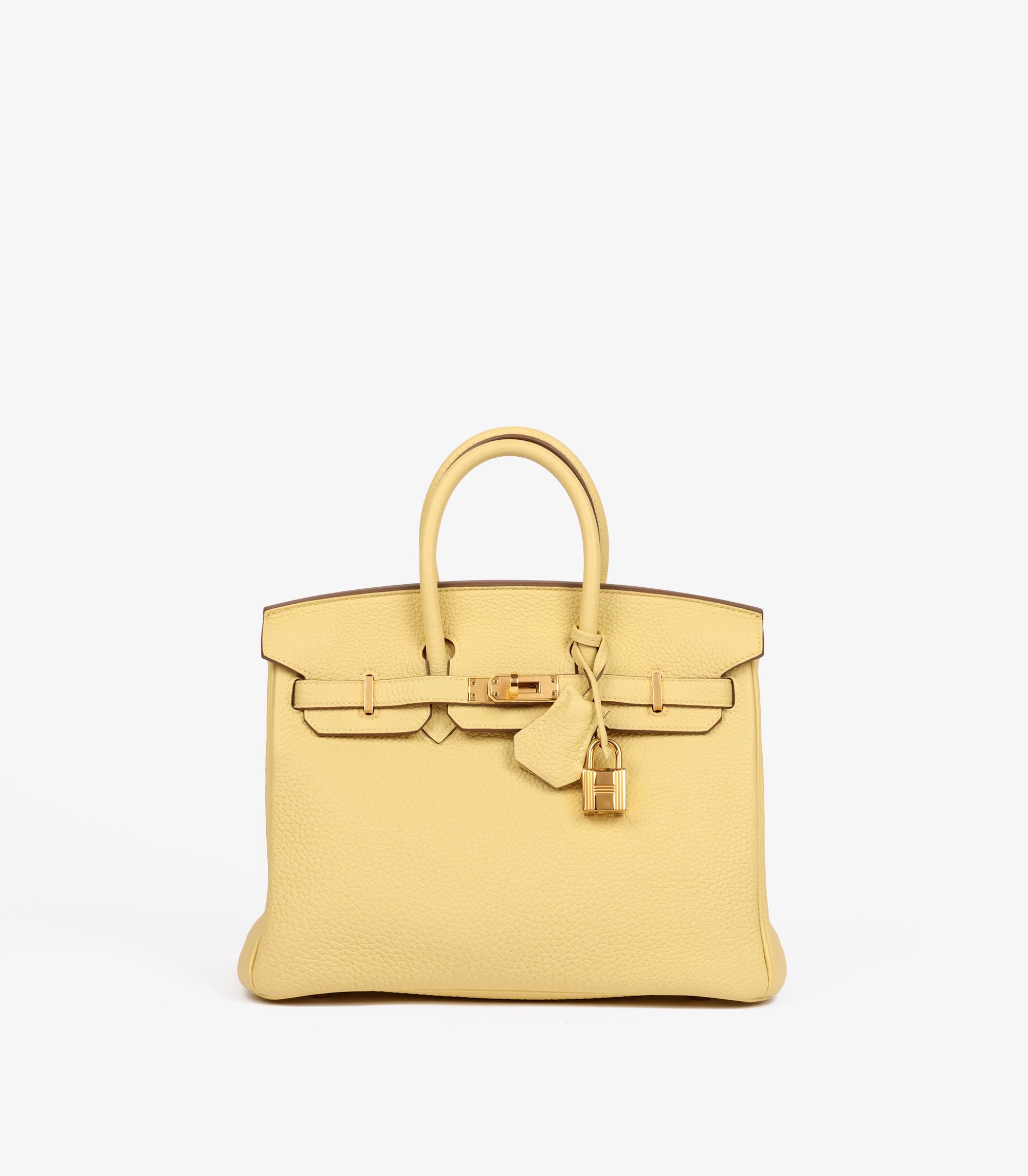 Hermès Jaune Poussin Togo Leather Birkin 25cm Retourne
