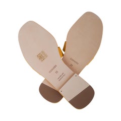 Hermes Jaune Sable Oran Sandal Epsom Leather Flat Shoes 39 / 9