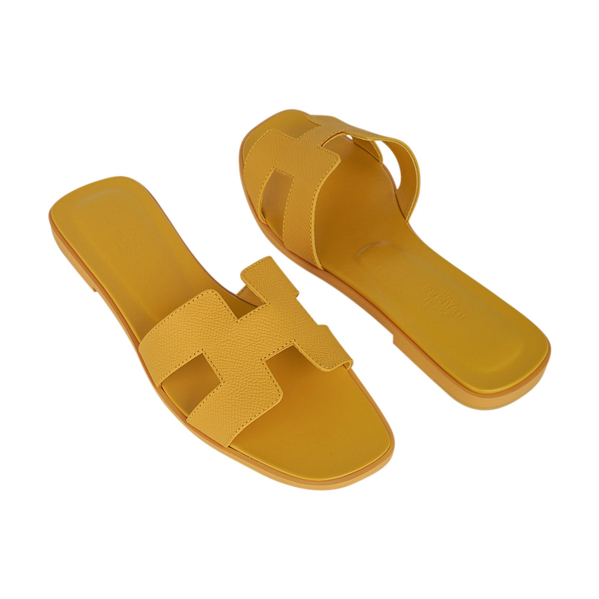 yellow hermes sandals