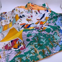 Hermès Jaune Soufre "On the Beach" 90cm Seiden Twill Schal von Ugo Bienvenu NWT