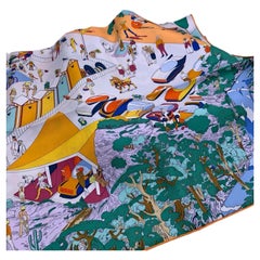 Hermès Jaune Soufre "On the Beach" 90cm Seiden Twill Schal von Ugo Bienvenu NWT