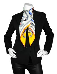 Hermes Jaune Soufre Rose "Cannes et Cannes" 90cm Silk Scarf