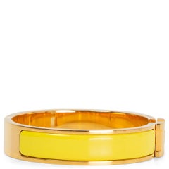 HERMES Jaune Tennis gelbe Emaille CLIC H PM Armband Gold