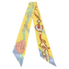 Hermes Jaune Vif / Vert D'eau / Bronze Brides de Gala Applique Pique Twilly