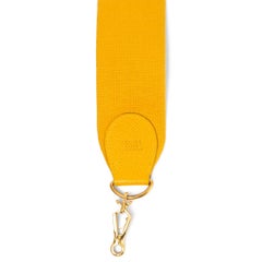 HERMES Jaune yellow Courchevel leather & canvas SANGLE KELLY 50mm Bag Strap