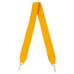 Retro HERMES Jaune yellow Courchevel leather & canvas SANGLE KELLY 50mm Bag Strap