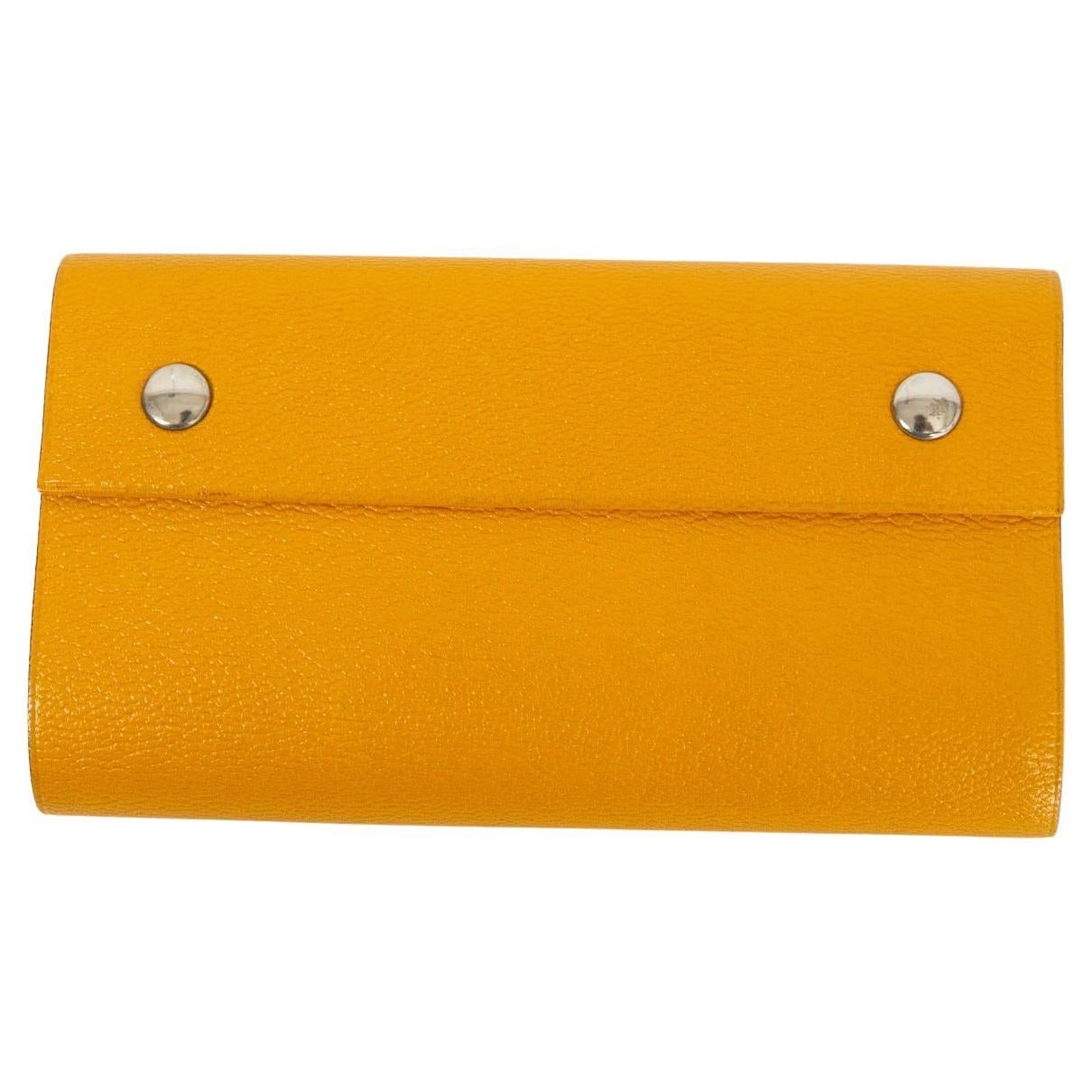 HERMES Jaune yellow Mysore leather CAHIER ROULE Roll Notebook For Sale